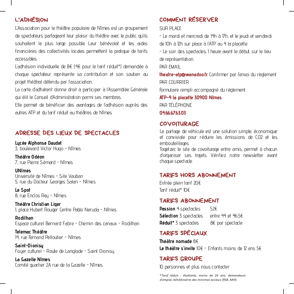 couverture de la plaquette de la saison 55 des ATP de Nîmes